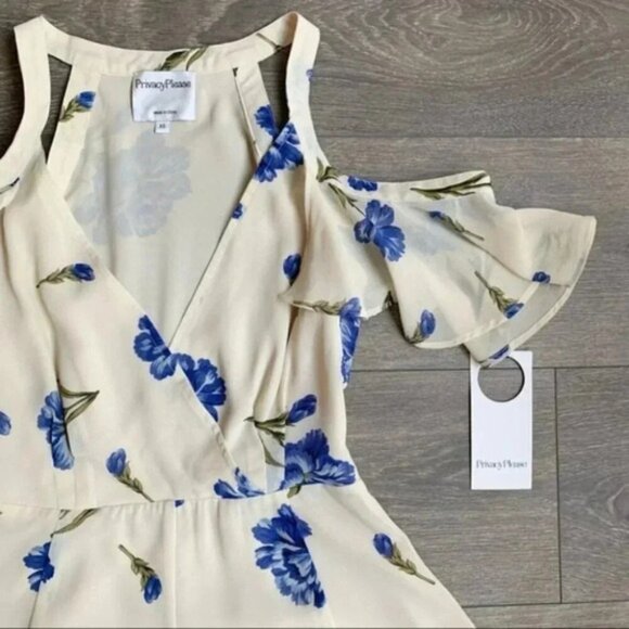 REVOLVE Privacy Please Leon Romper Floral Cold Shoulder Cream Purple Size Small - Picture 8 of 16